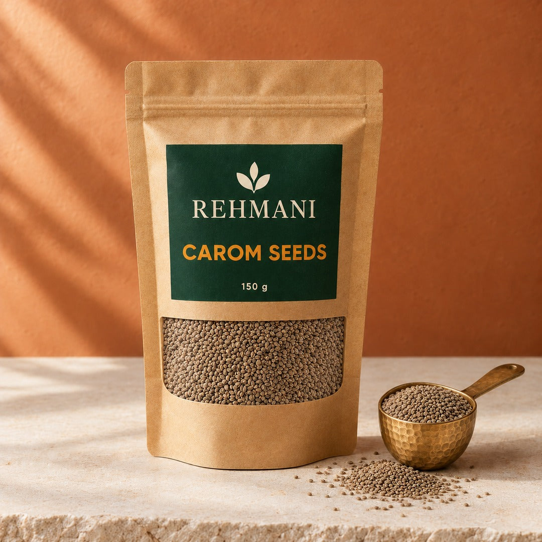 Rehmani Carom Seeds (Ajwain) 150 g kraft pouch with brass scoop