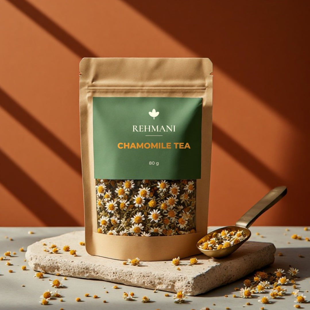 Rehmani Chamomile Tea (Babuna) 80 g kraft pouch with brass scoop