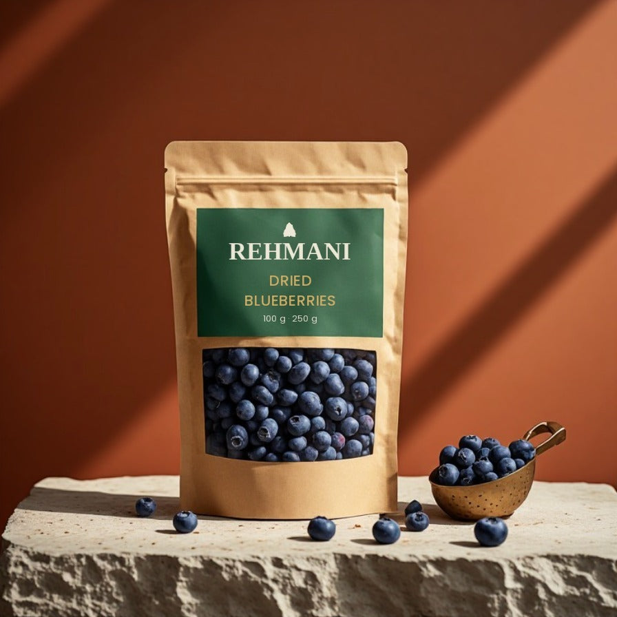 Rehmani Dried Blueberries kraft pouch