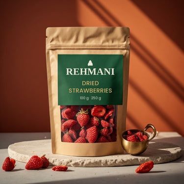 Rehmani Dried Strawberries kraft pouch