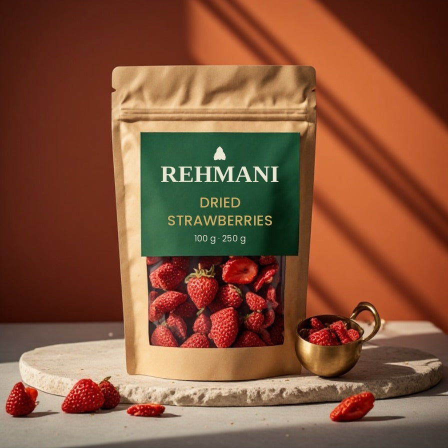 Rehmani Dried Strawberries kraft pouch