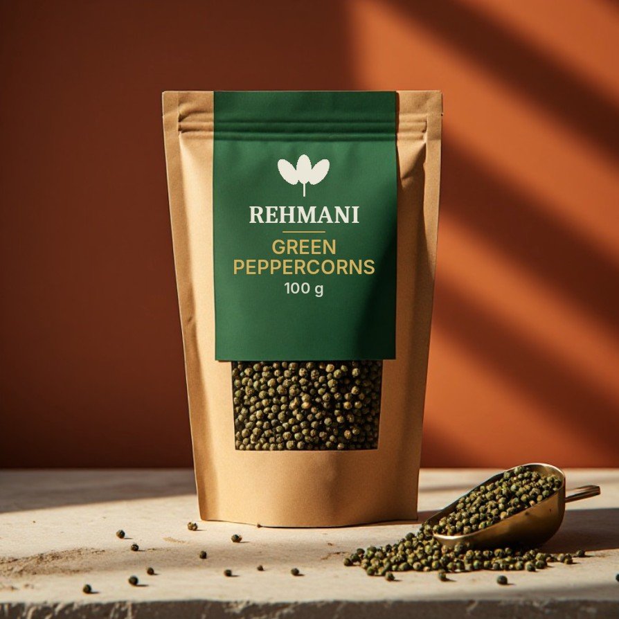 Rehmani Green Peppercorns – 100 g kraft pouch