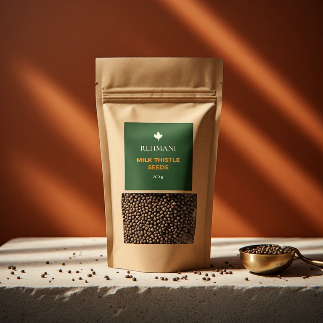 Rehmani Milk Thistle Seeds 200 g kraft pouch with brass scoop