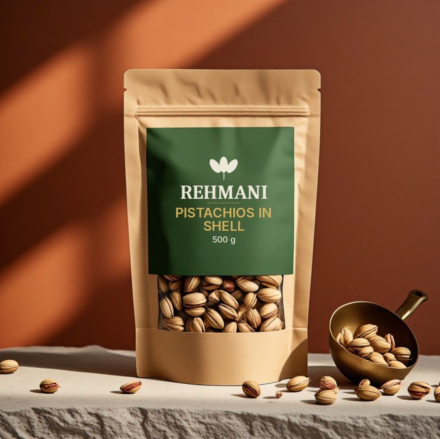 Rehmani Pistachios in Shell – 500 g kraft pouch