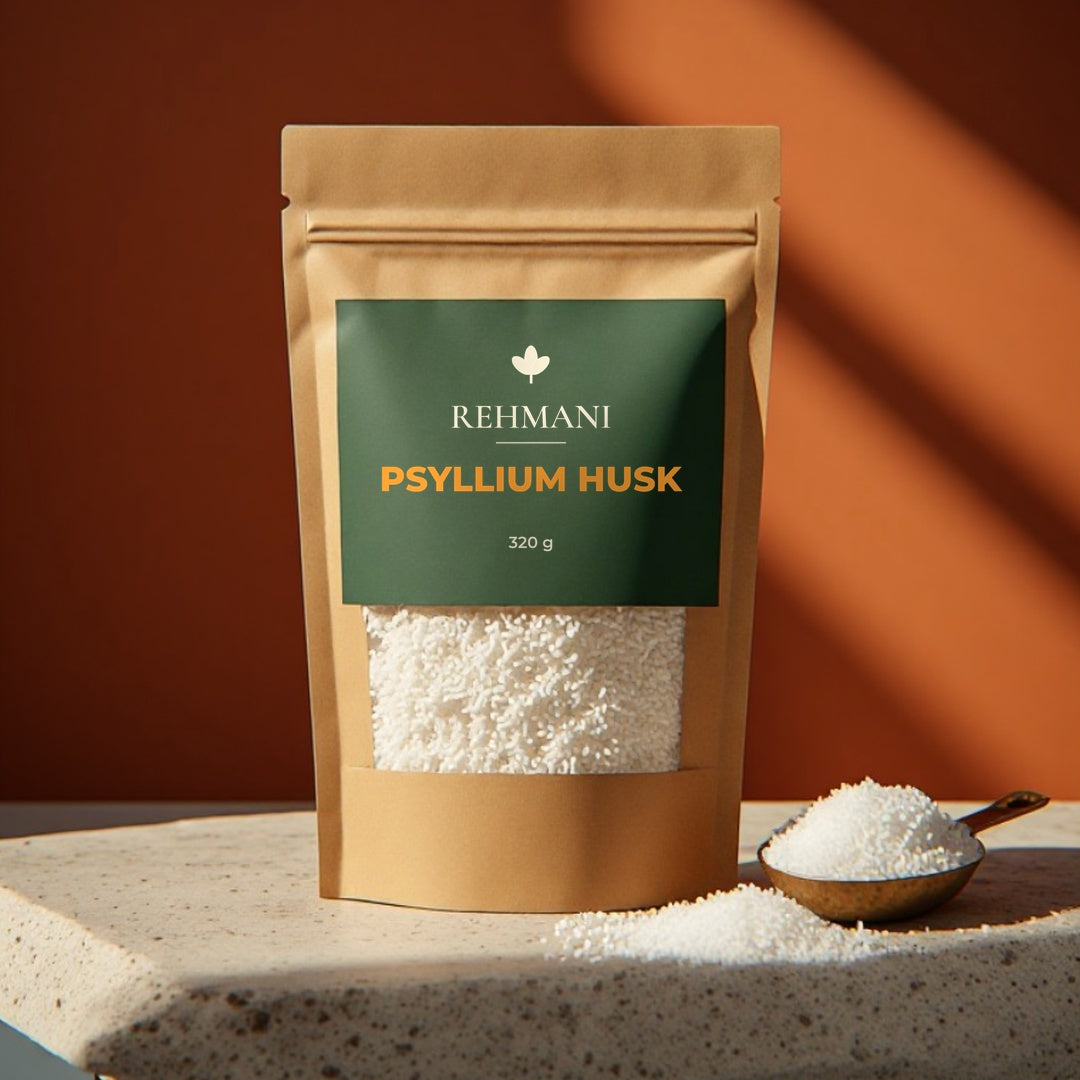 Rehmani Psyllium Husk (Ispaghol chilka) 320 g kraft pouch with brass scoop