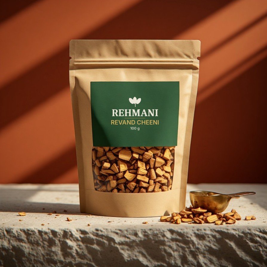 Rehmani Revand Cheeni (Rhubarb Root) – 100 g kraft pouch