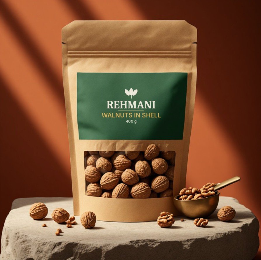 Rehmani Walnuts in Shell – 400 g kraft pouch