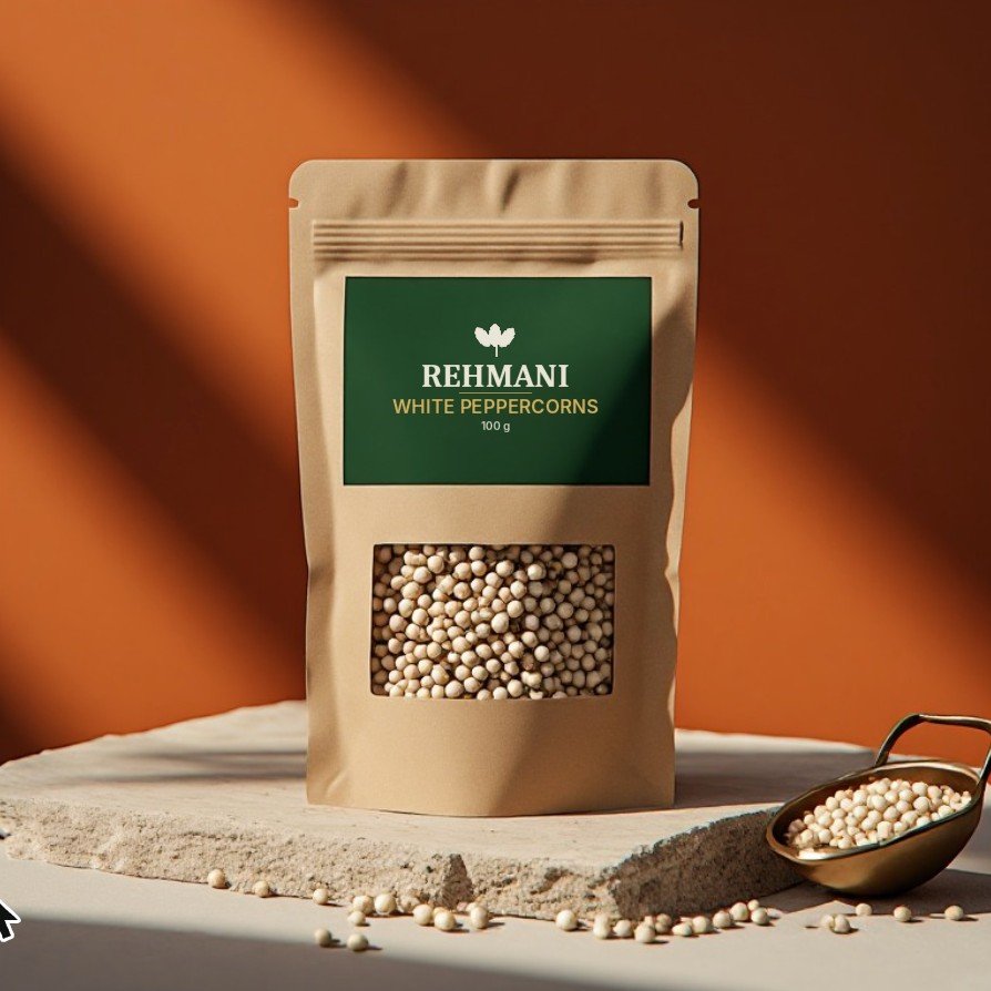 Rehmani White Peppercorns – 100 g kraft pouch